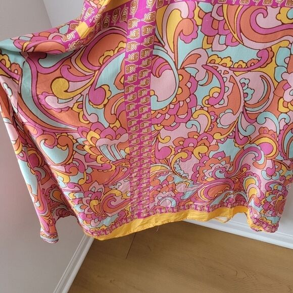 ITALIAN BRAND Colorful Pink Yellow Blue Halter Dress 100% Viscose Size 6 US - Picture 7 of 14